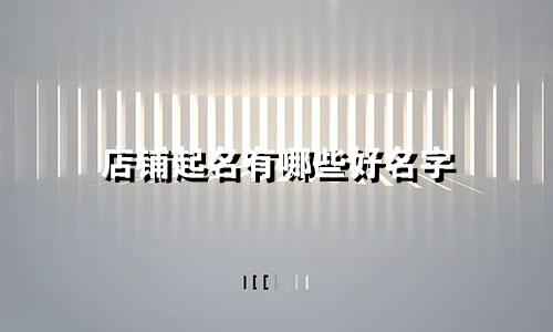 店铺起名有哪些好名字