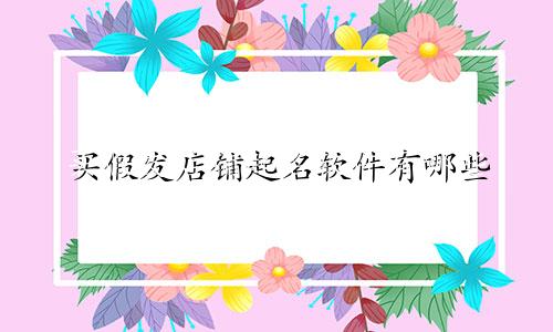 买假发店铺起名软件有哪些