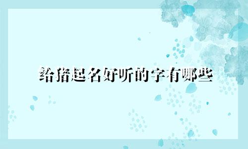 给猪起名好听的字有哪些