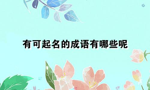 有可起名的成语有哪些呢