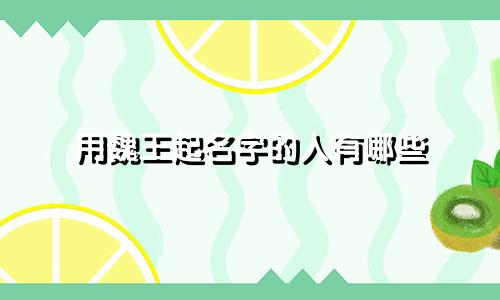 用魏王起名字的人有哪些