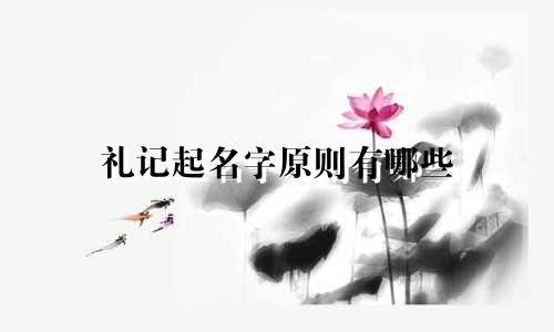 礼记起名字原则有哪些