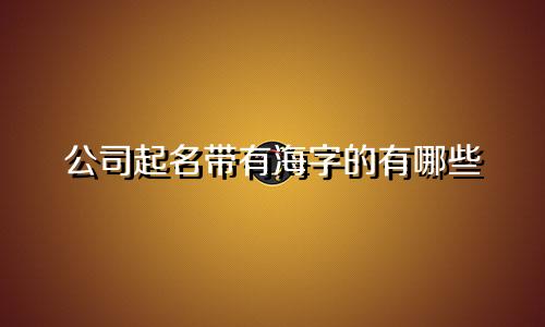 公司起名带有海字的有哪些