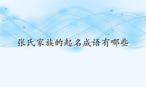 张氏家族的起名成语有哪些