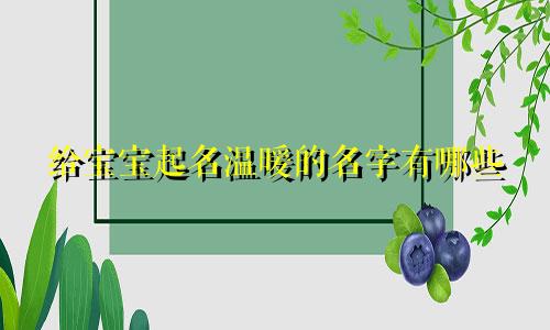 给宝宝起名温暖的名字有哪些