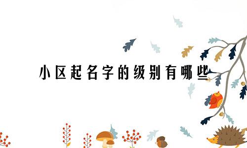小区起名字的级别有哪些