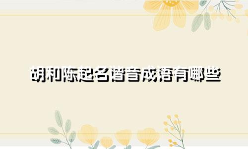 胡和陈起名谐音成语有哪些