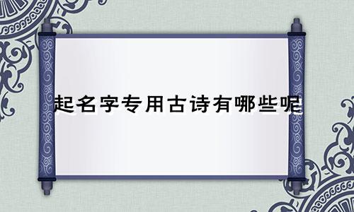 起名字专用古诗有哪些呢