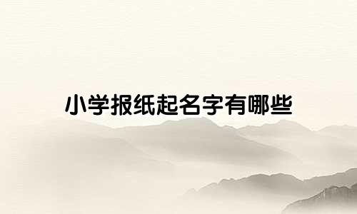 小学报纸起名字有哪些
