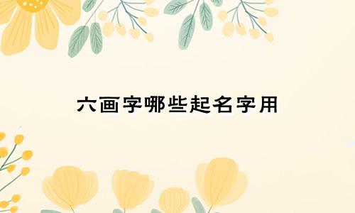 六画字哪些起名字用
