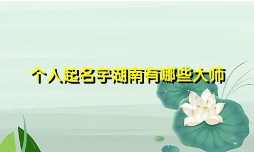 个人起名字湖南有哪些大师