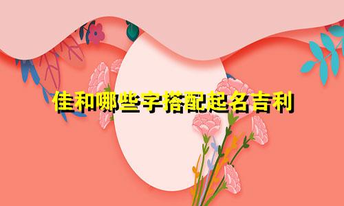 佳和哪些字搭配起名吉利