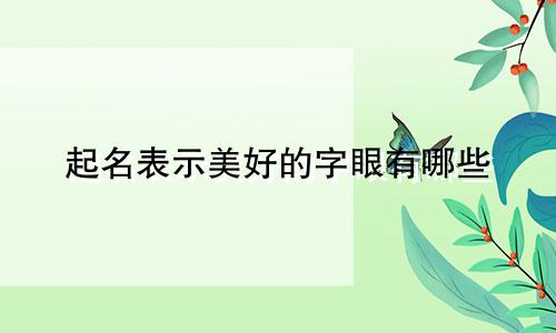 起名表示美好的字眼有哪些