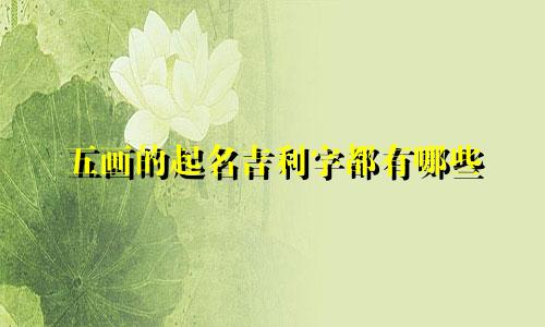 五画的起名吉利字都有哪些