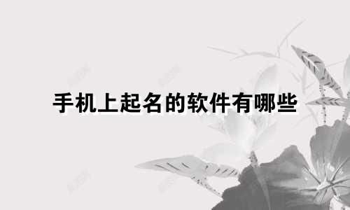 手机上起名的软件有哪些