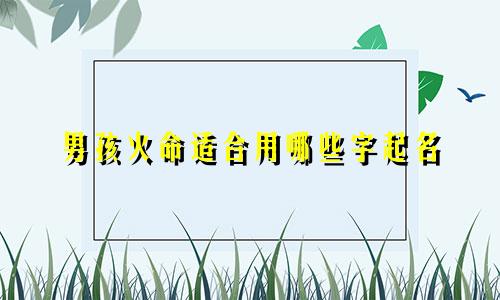 男孩火命适合用哪些字起名