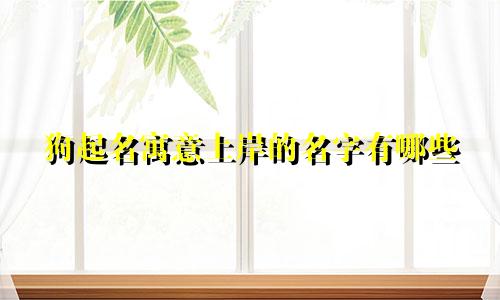 狗起名寓意上岸的名字有哪些