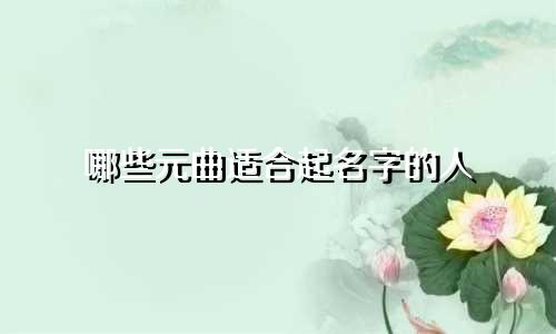 哪些元曲适合起名字的人