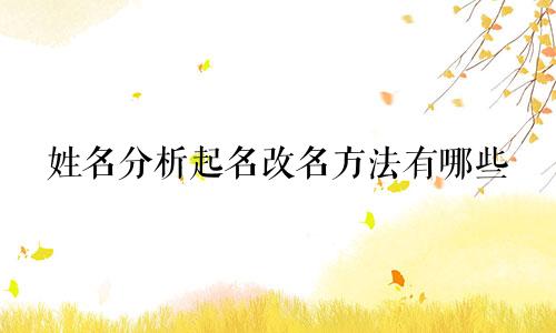 姓名分析起名改名方法有哪些