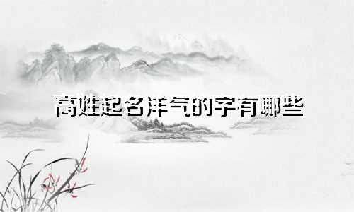 高姓起名洋气的字有哪些