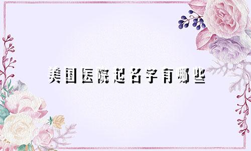 美国医院起名字有哪些