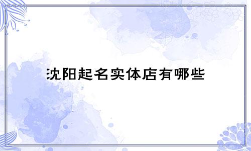 沈阳起名实体店有哪些