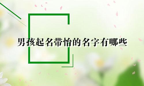 男孩起名带怡的名字有哪些