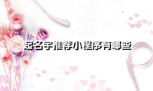 起名字推荐小程序有哪些