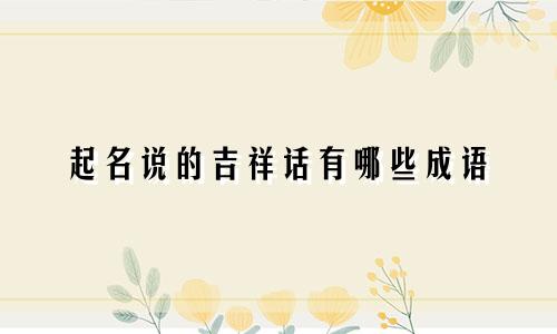 起名说的吉祥话有哪些成语
