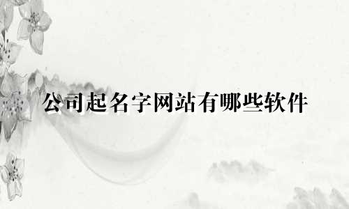 公司起名字网站有哪些软件