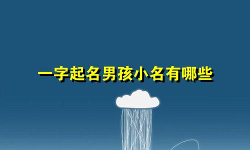 一字起名男孩小名有哪些