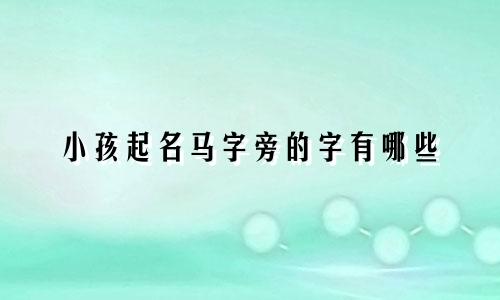 小孩起名马字旁的字有哪些