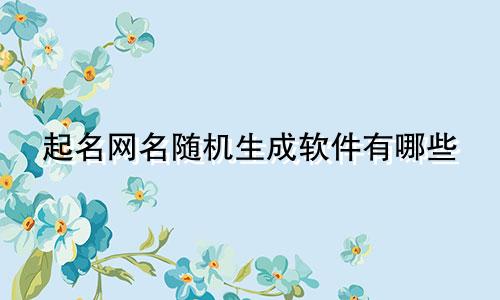 起名网名随机生成软件有哪些