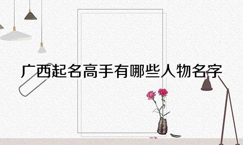广西起名高手有哪些人物名字