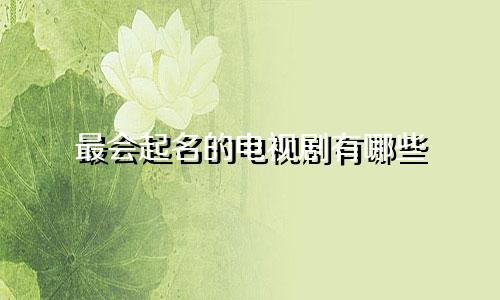 最会起名的电视剧有哪些