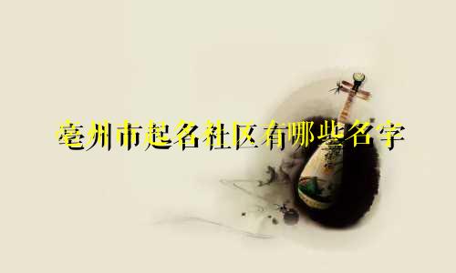 亳州市起名社区有哪些名字