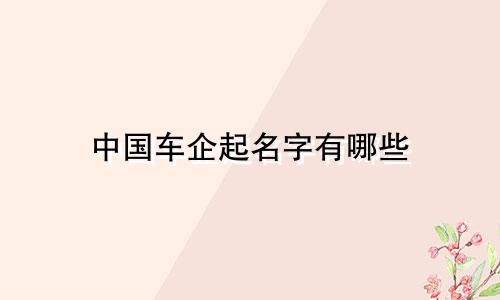 中国车企起名字有哪些