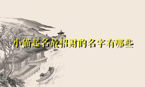 小猫起名最招财的名字有哪些