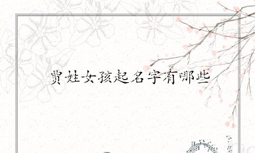贾姓女孩起名字有哪些