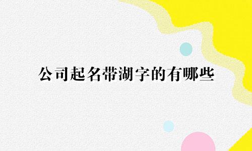 公司起名带湖字的有哪些