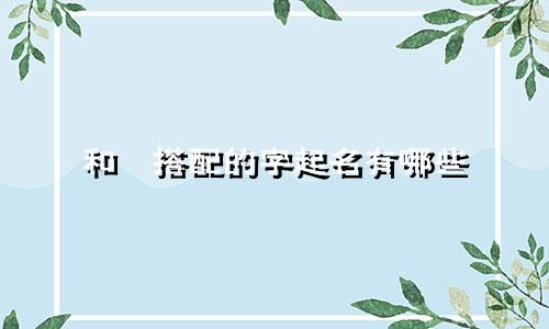 和儑搭配的字起名有哪些