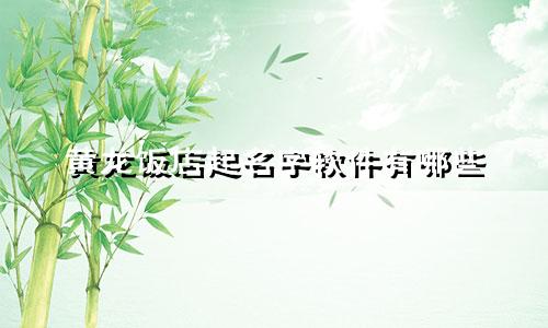 黄龙饭店起名字软件有哪些