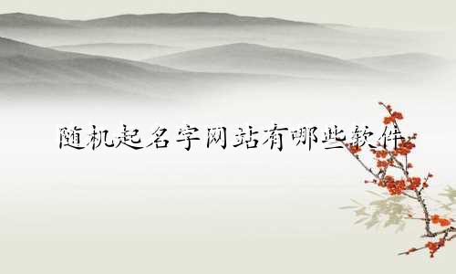 随机起名字网站有哪些软件