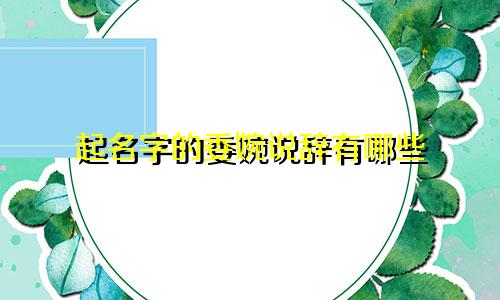 起名字的委婉说辞有哪些