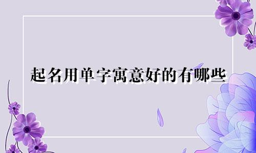 起名用单字寓意好的有哪些
