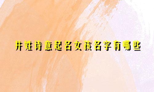 井姓诗意起名女孩名字有哪些
