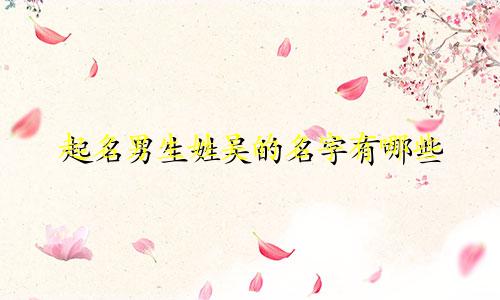 起名男生姓吴的名字有哪些