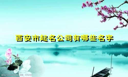 西安市起名公司有哪些名字