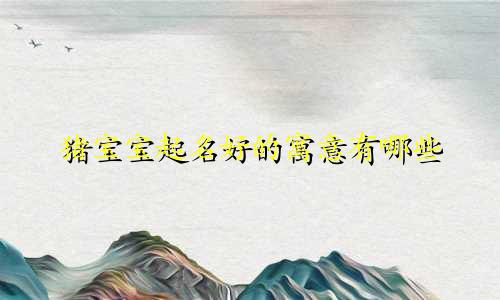 猪宝宝起名好的寓意有哪些