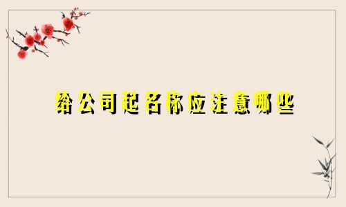 给公司起名称应注意哪些